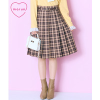 ベルト付プリーツショート丈スカート　大きいサイズ　marun