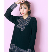 シャツドッキングワンピース（リボンタイ２本付）　大きいサイズ　marun