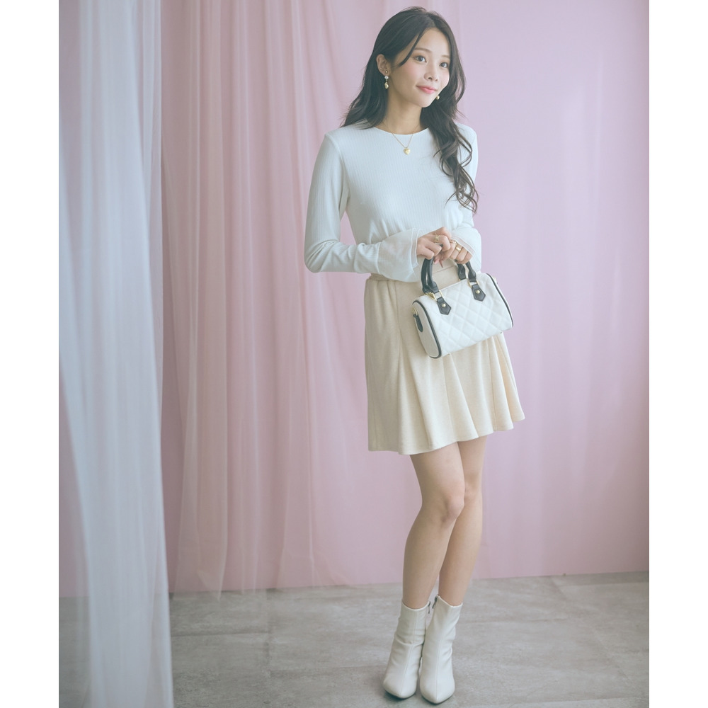 袖口オーガンジー使いデザイントップス 大きいサイズ marun10