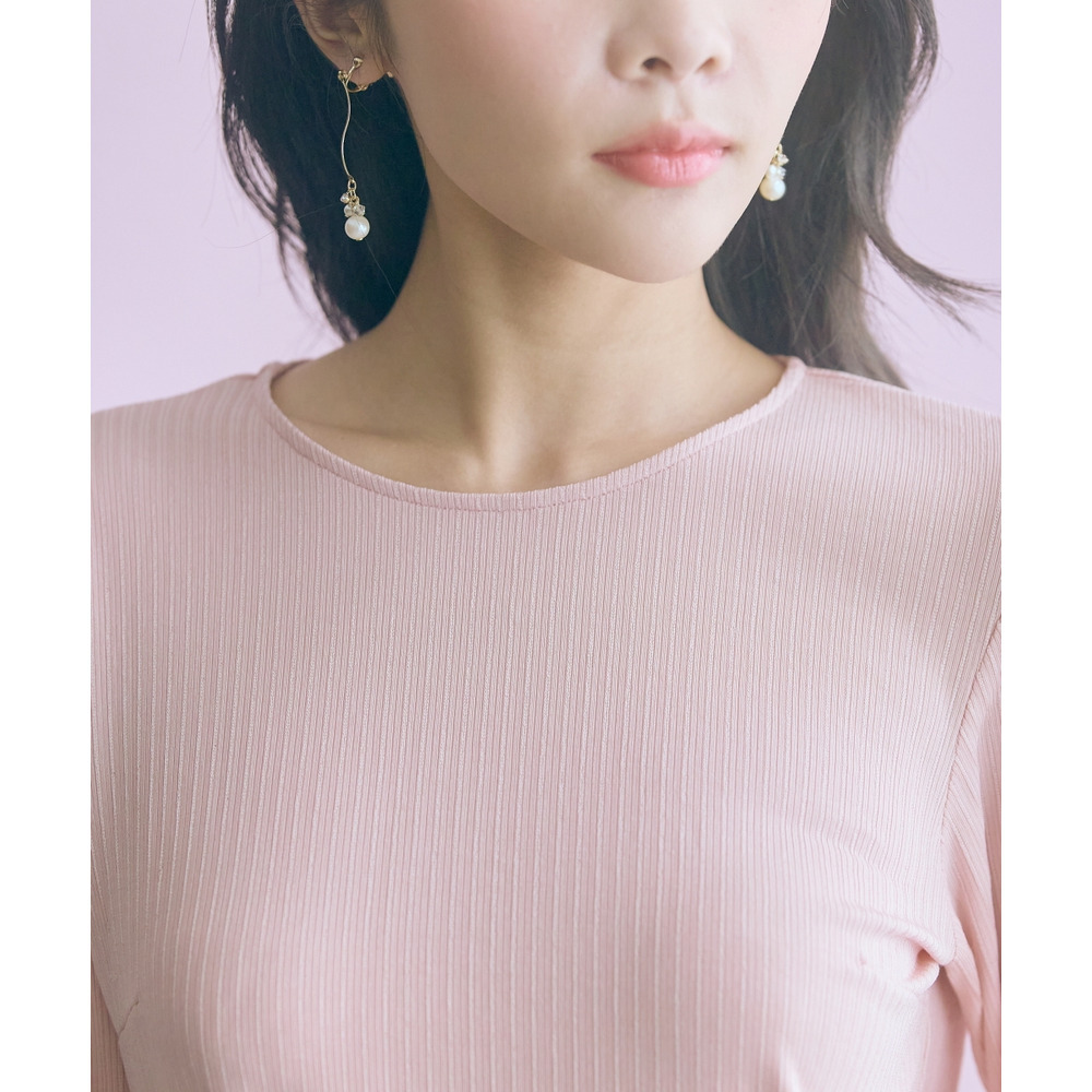 袖口オーガンジー使いデザイントップス 大きいサイズ marun12