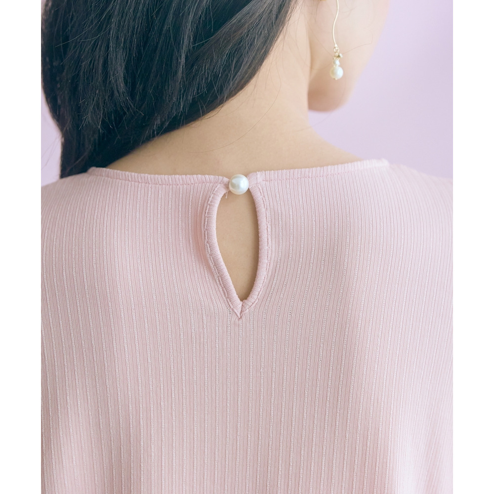 袖口オーガンジー使いデザイントップス 大きいサイズ marun13