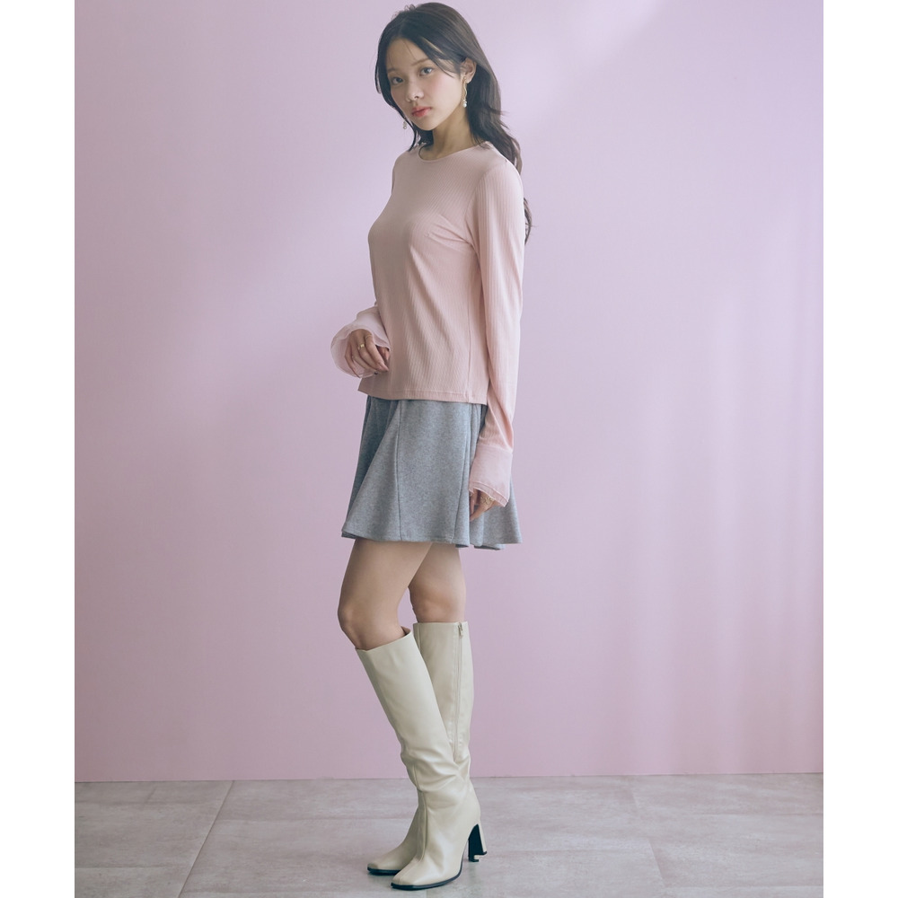 袖口オーガンジー使いデザイントップス 大きいサイズ marun20