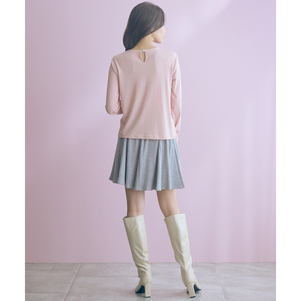 袖口オーガンジー使いデザイントップス 大きいサイズ marun21