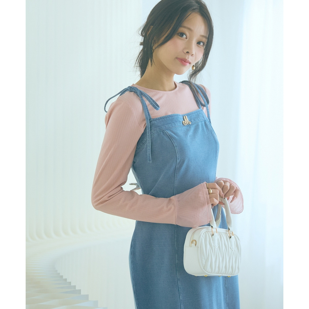 袖口オーガンジー使いデザイントップス 大きいサイズ marun26