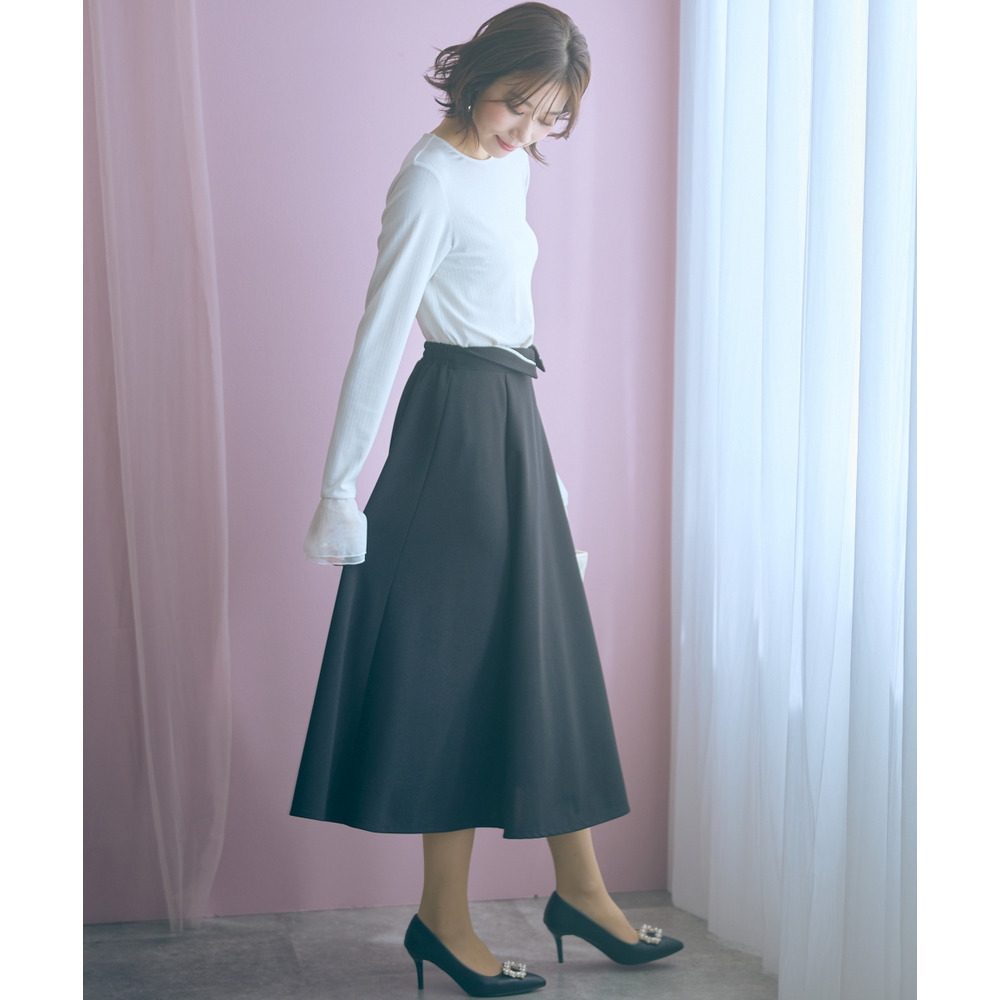 袖口オーガンジー使いデザイントップス 大きいサイズ marun27