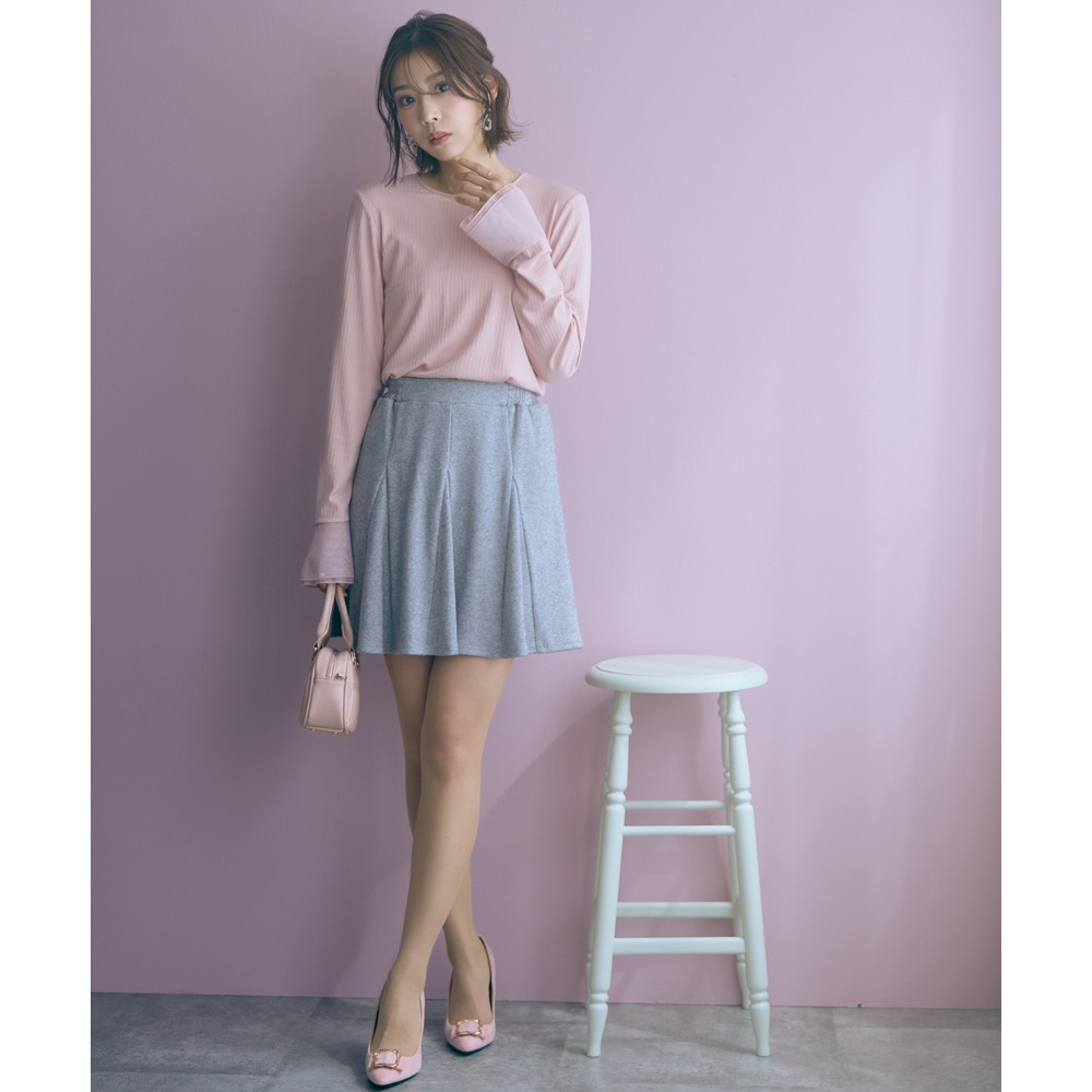 袖口オーガンジー使いデザイントップス 大きいサイズ marun3