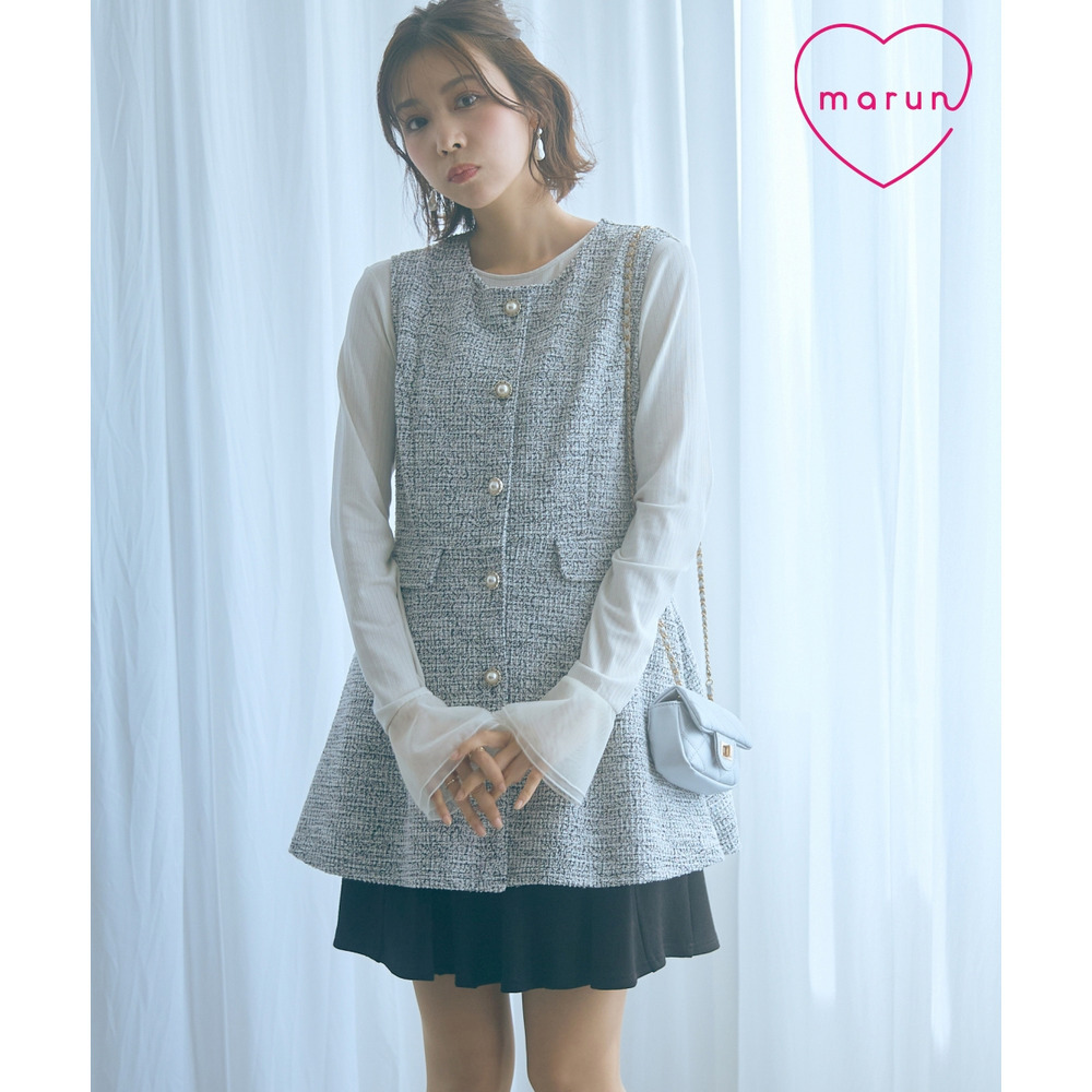 ツイード調ジレチュニック 大きいサイズ marun1