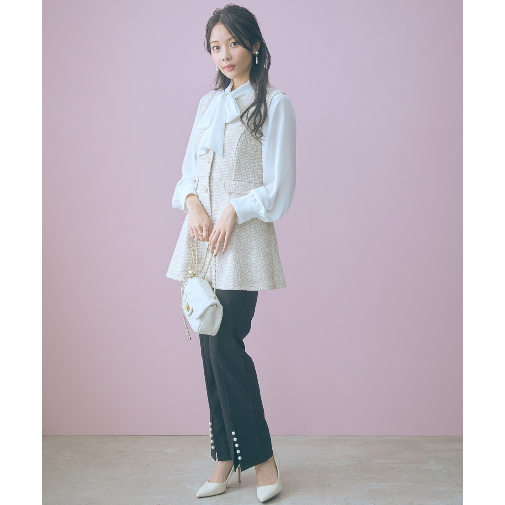 ツイード調ジレチュニック 大きいサイズ marun10