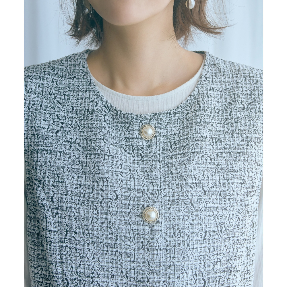 ツイード調ジレチュニック 大きいサイズ marun12