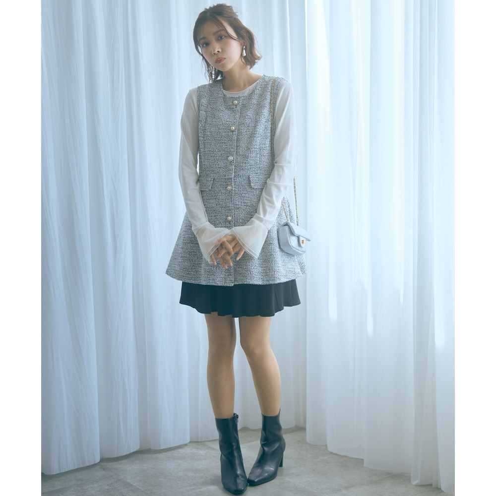 ツイード調ジレチュニック 大きいサイズ marun19