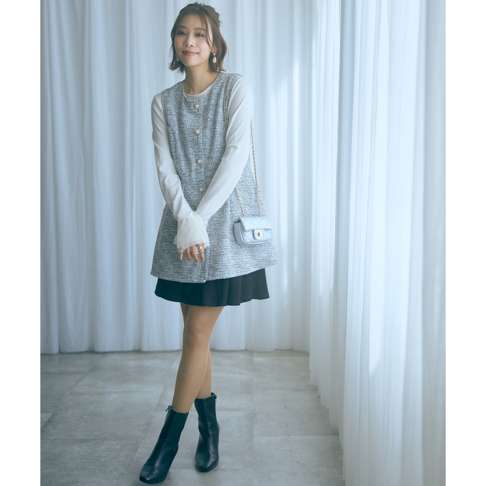 ツイード調ジレチュニック 大きいサイズ marun2