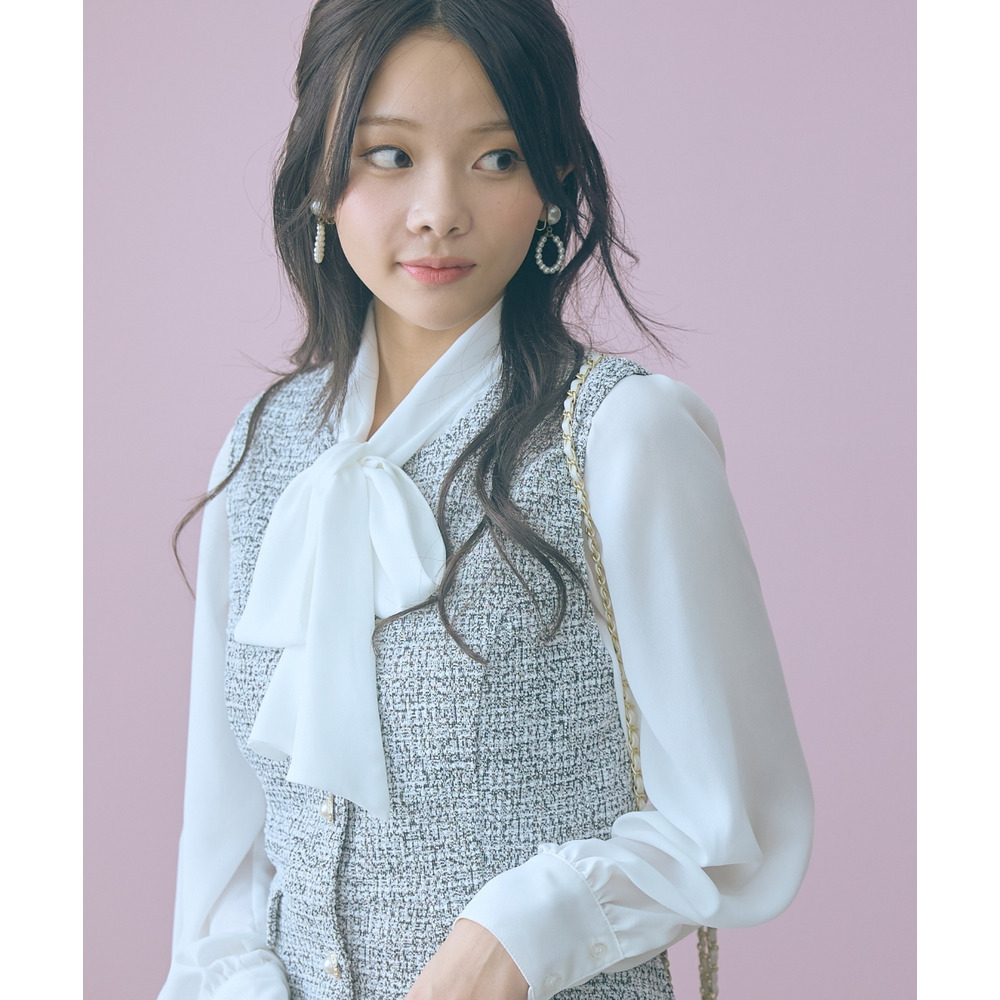 ツイード調ジレチュニック 大きいサイズ marun20