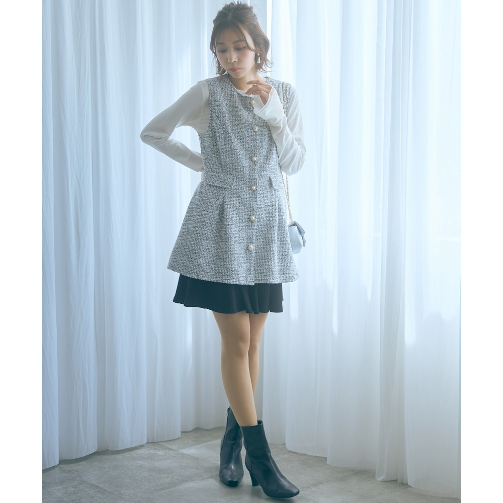 ツイード調ジレチュニック 大きいサイズ marun3