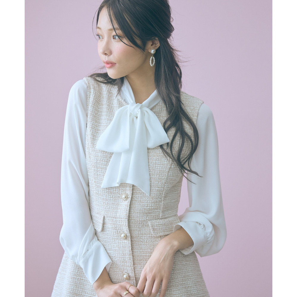 ツイード調ジレチュニック 大きいサイズ marun1