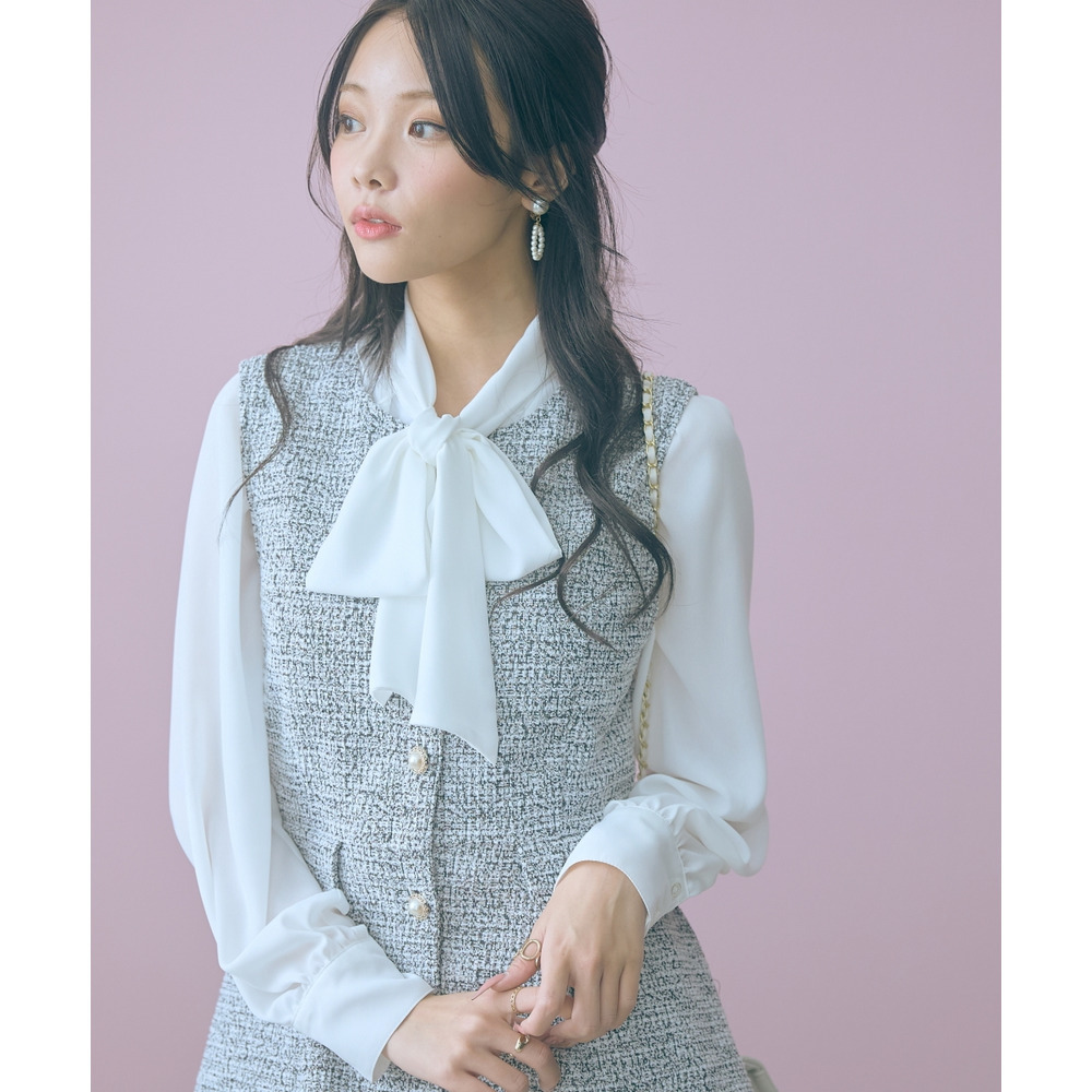 ツイード調ジレチュニック 大きいサイズ marun1