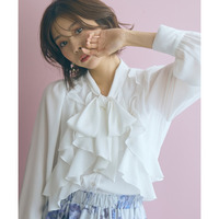 シフォンジョーゼットフリルブラウス 大きいサイズ　 marun