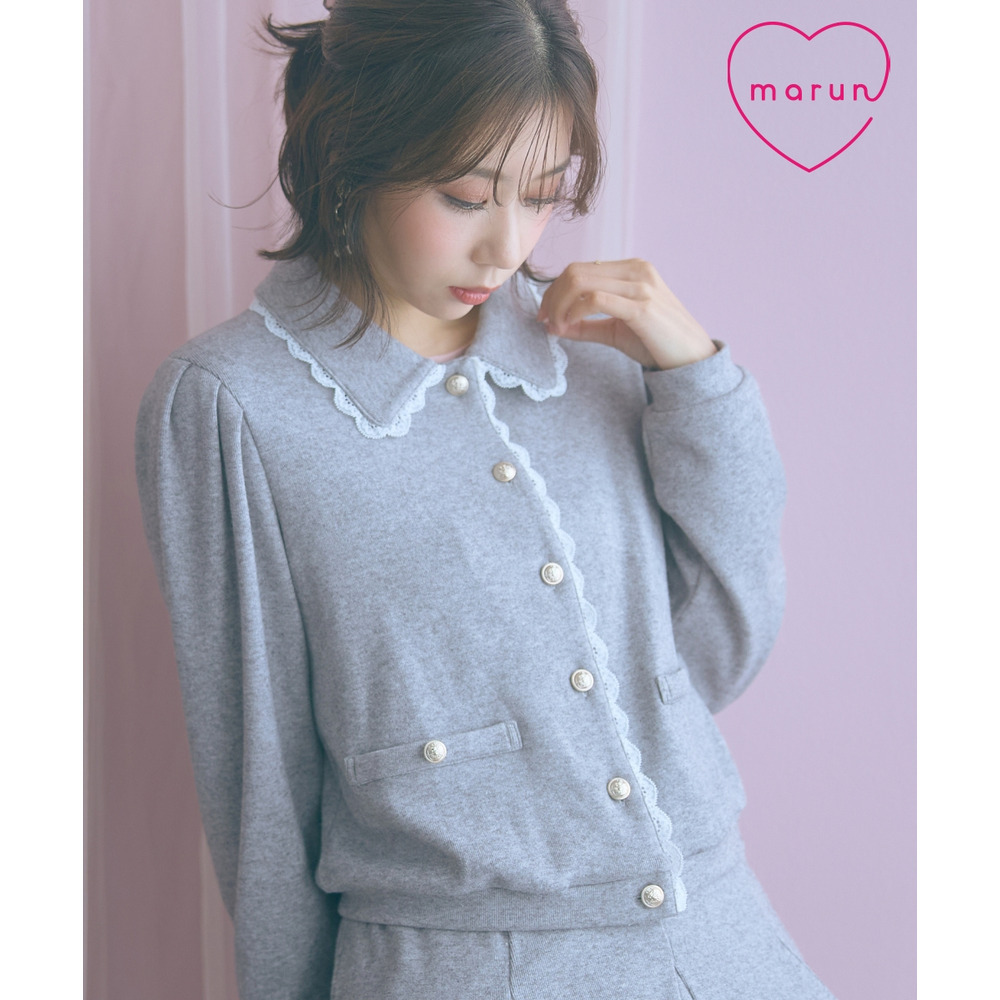 金ボタンショート丈カーディガン 大きいサイズ marun1