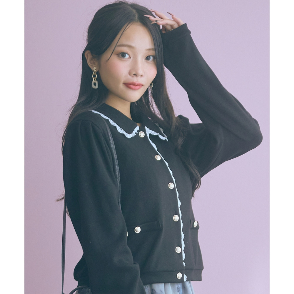 金ボタンショート丈カーディガン 大きいサイズ marun1