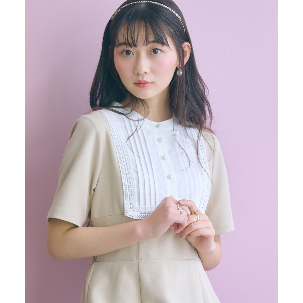 ヨークレース切替ワンピース 大きいサイズ marun23