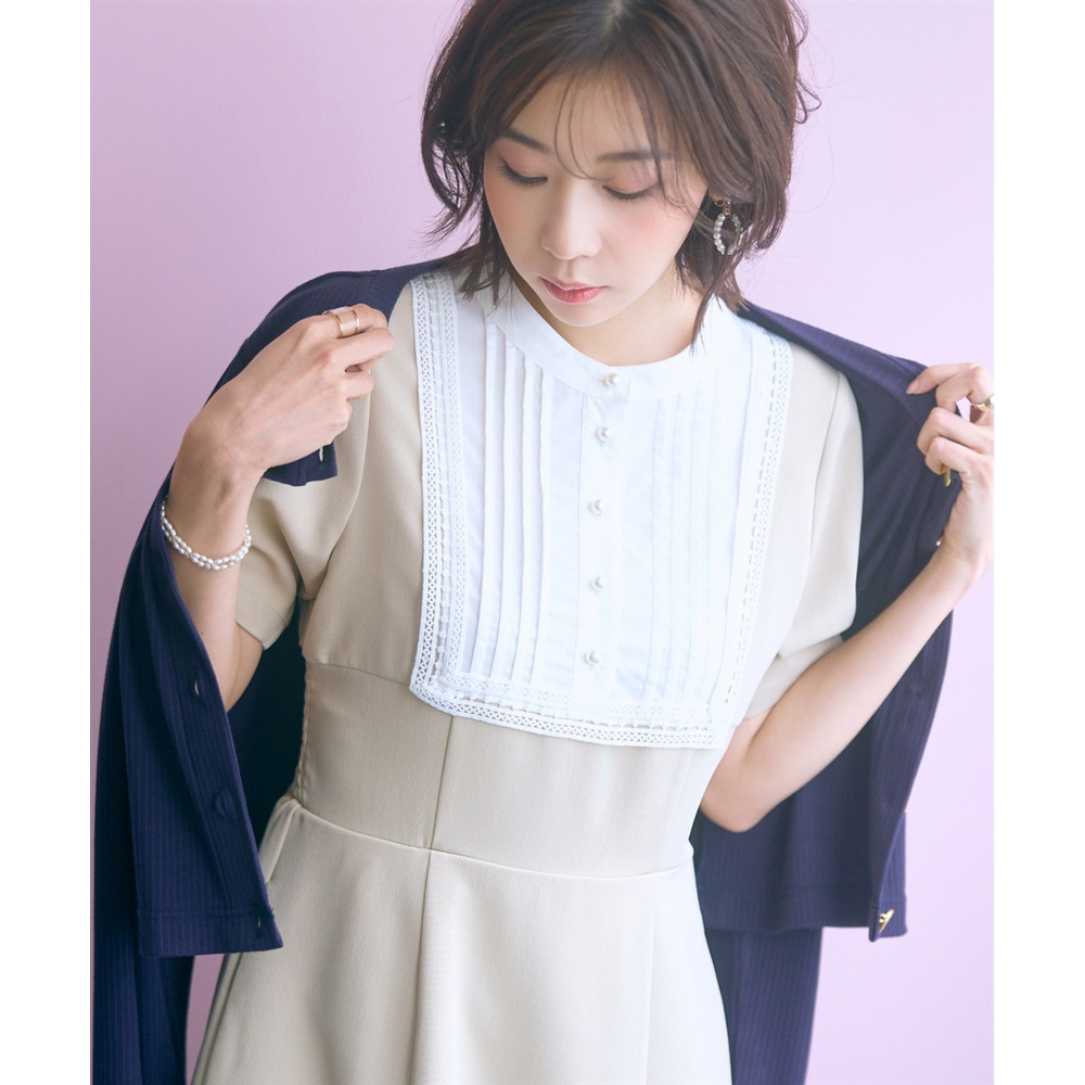 ヨークレース切替ワンピース 大きいサイズ marun25