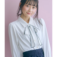 配色リボン使いブラウス 大きいサイズ　 marun