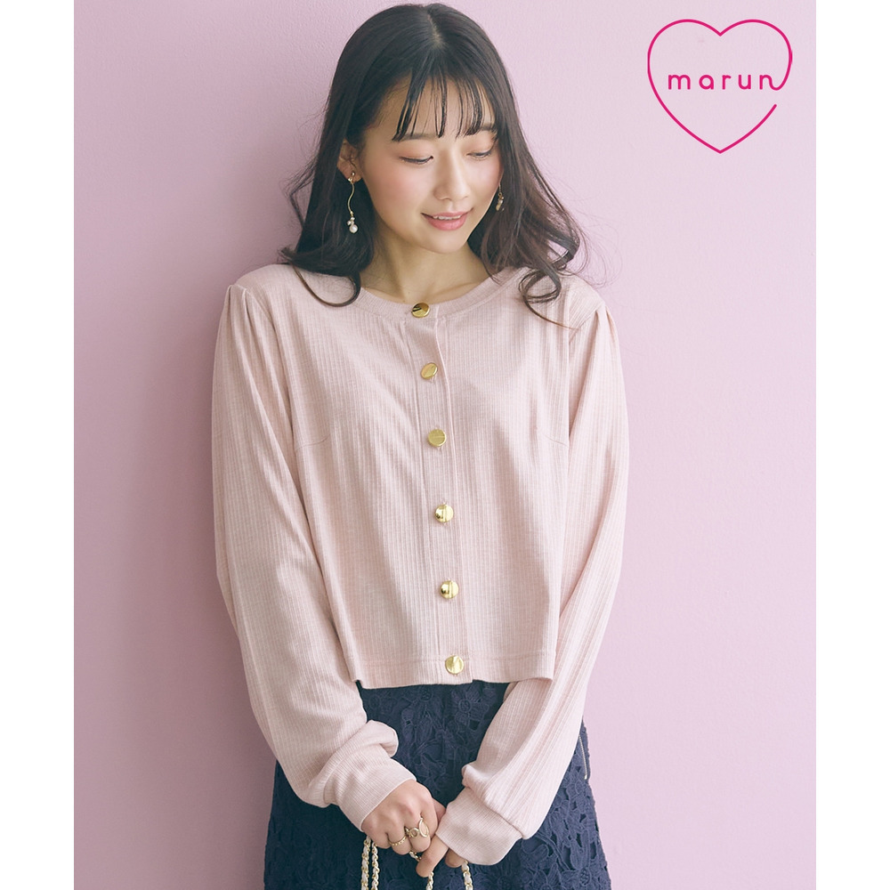 ノーカラーゴールドボタンカーディガン 大きいサイズ　 marun