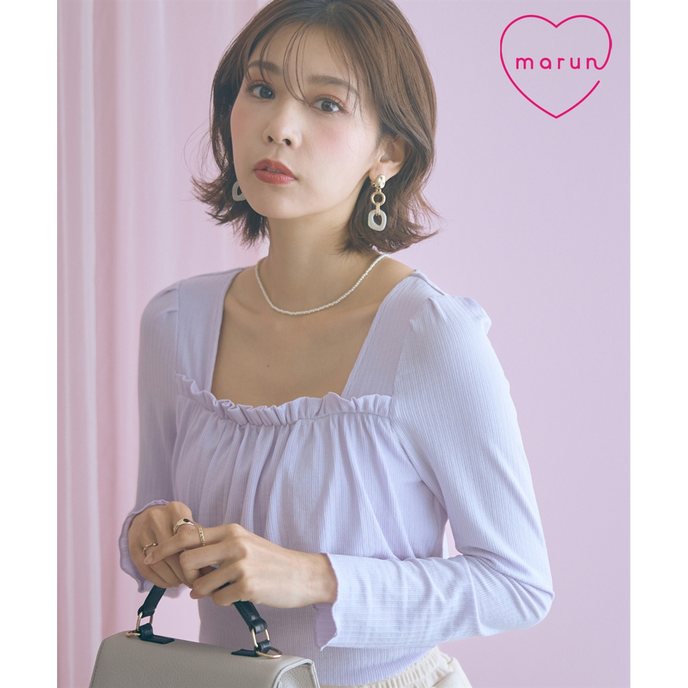 ギャザーデザインカットソートップス　大きいサイズ　marun