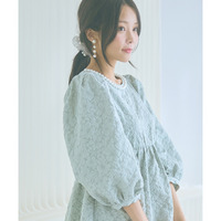 ふくれジャガードパフスリーブチュニック　大きいサイズ　marun