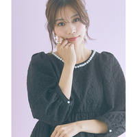 ふくれジャガードパフスリーブチュニック　大きいサイズ　marun