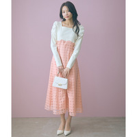 ハイウエストシアーチェックドッキングワンピース　大きいサイズ　marun