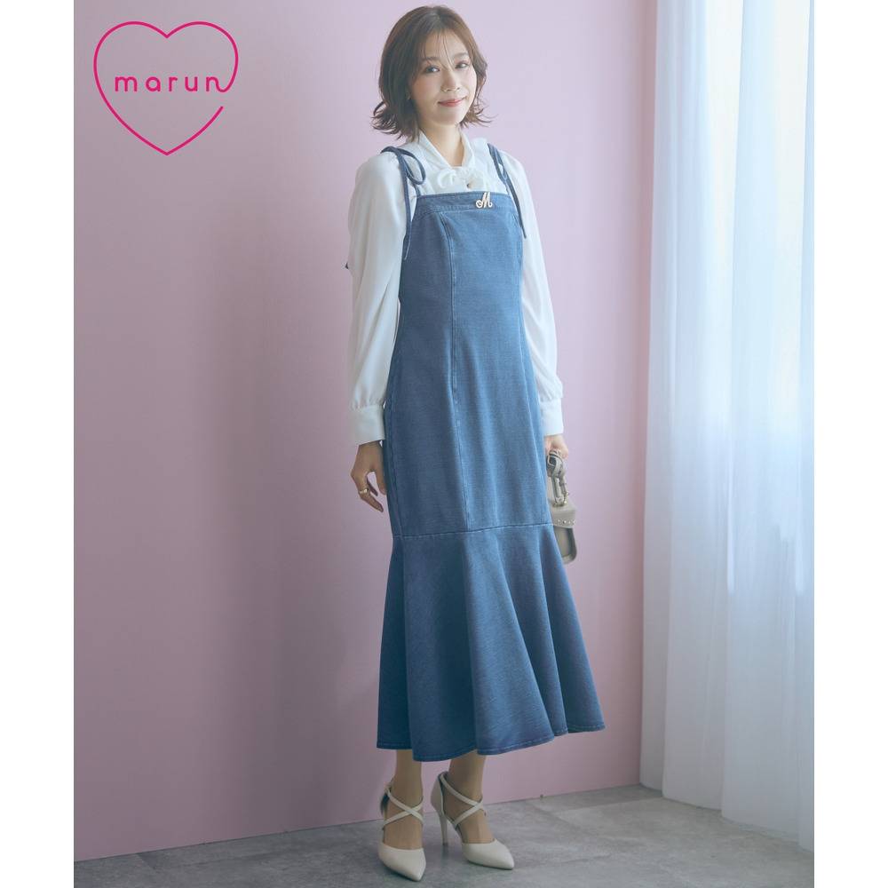 カットデニムキャミワンピース　大きいサイズ　marun