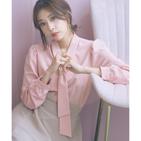 カットジョーゼットボウタイブラウス　大きいサイズ　marun