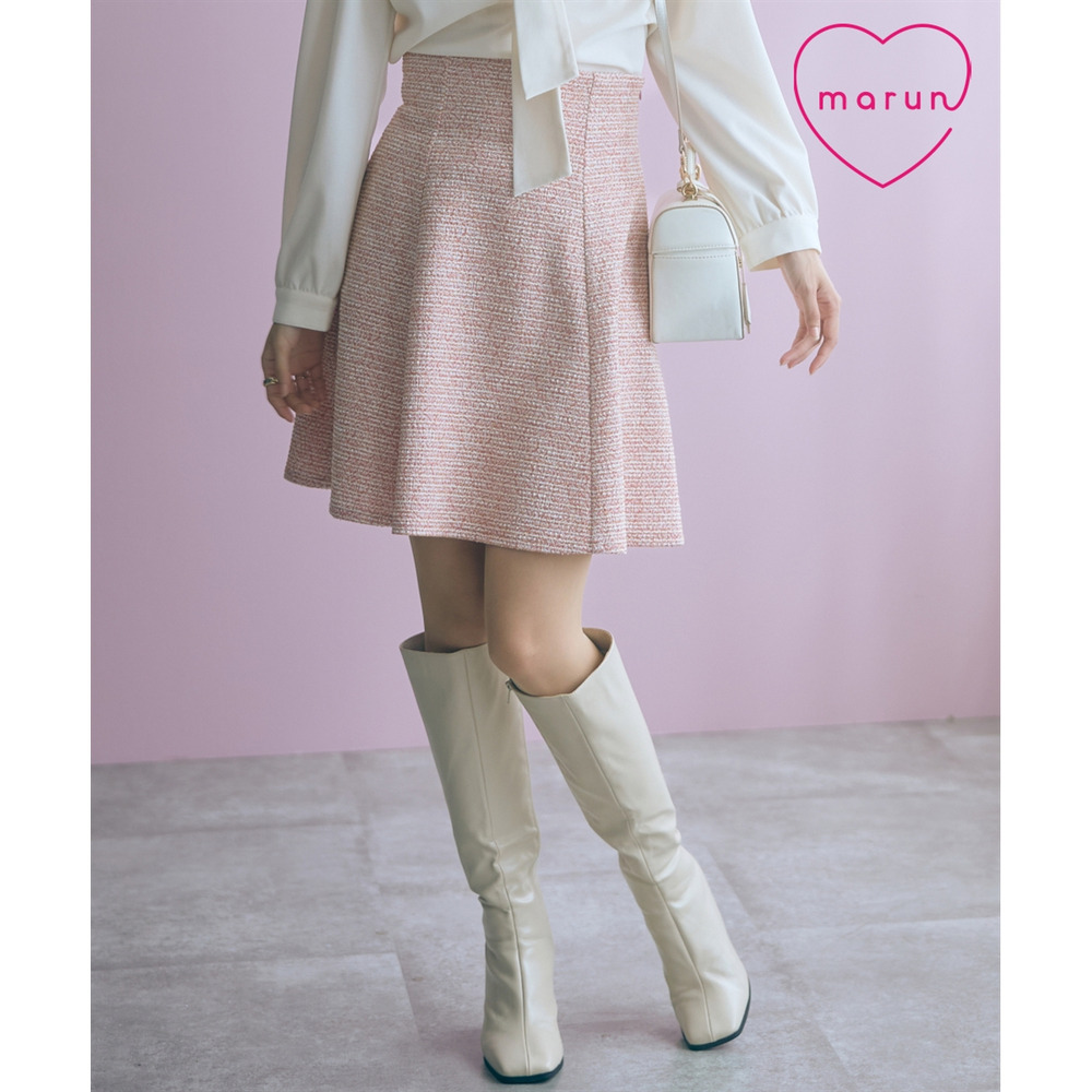 ツイード調ショート丈フレアスカート　大きいサイズ　marun