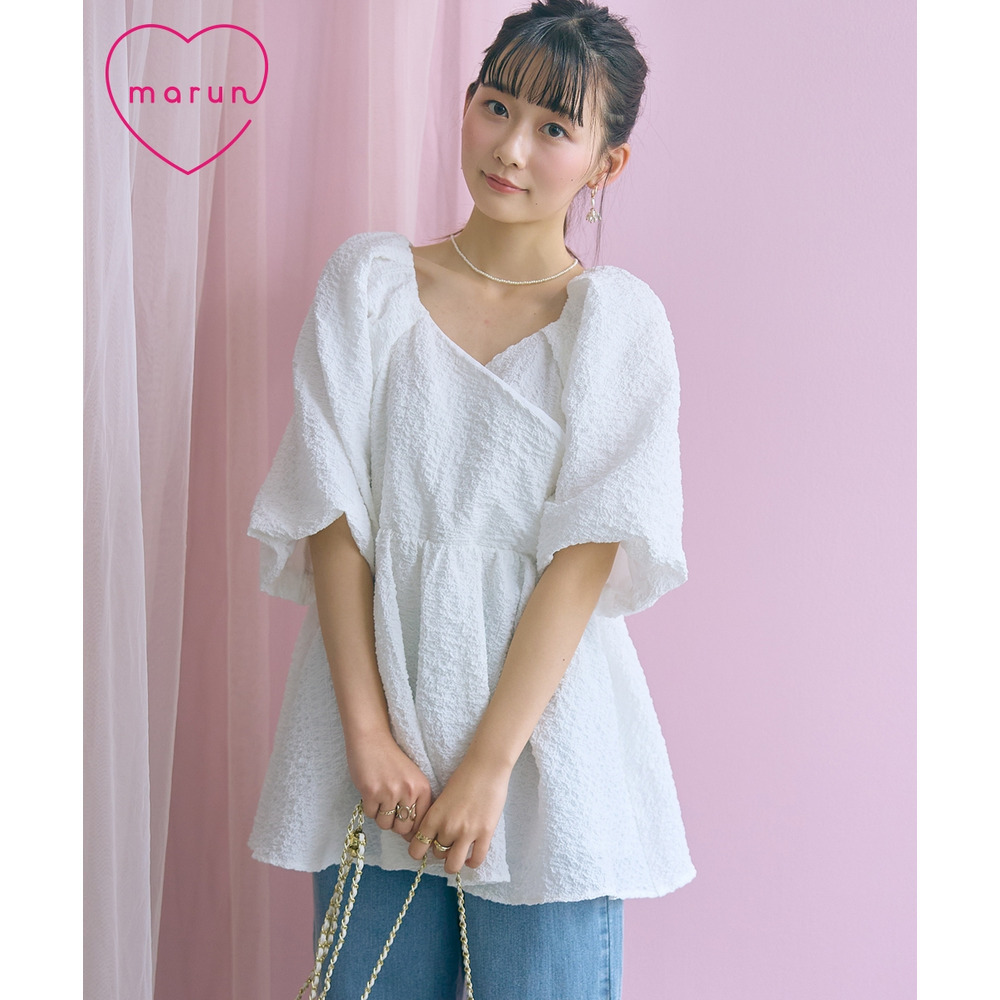 ふくれジャガードペプラムチュニック 大きいサイズ　 marun