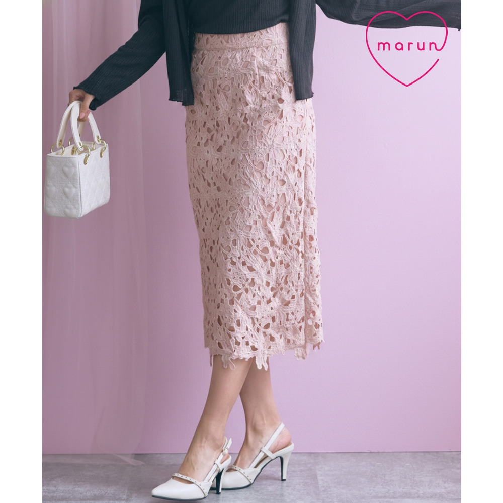 カットワークレースタイトスカート　大きいサイズ　 marun