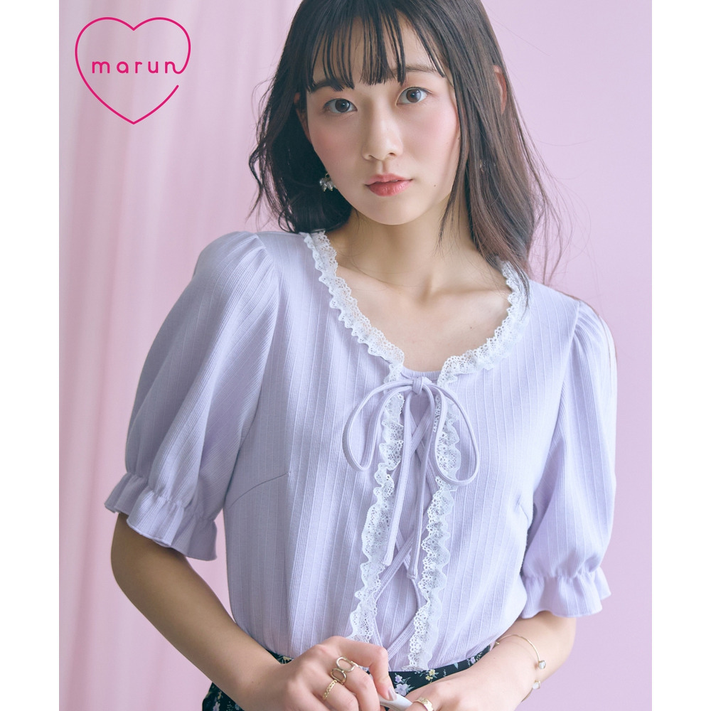 編み上げデザインカットソー 大きいサイズ　 marun