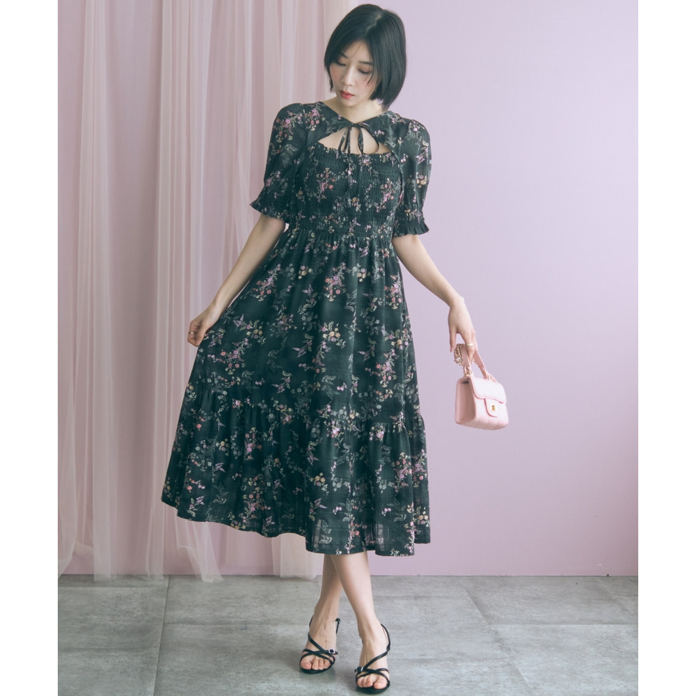 ボレロ風フラワープリントワンピース 大きいサイズ marun10