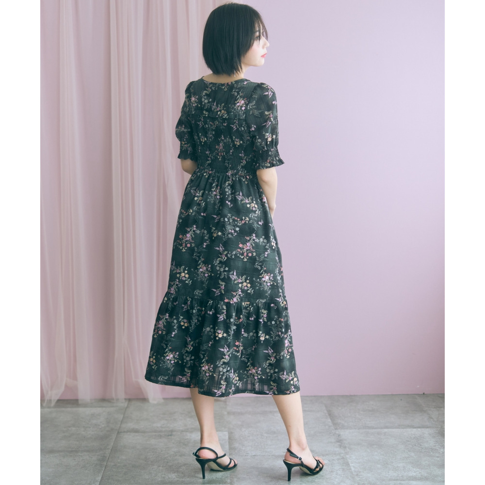 ボレロ風フラワープリントワンピース 大きいサイズ marun11