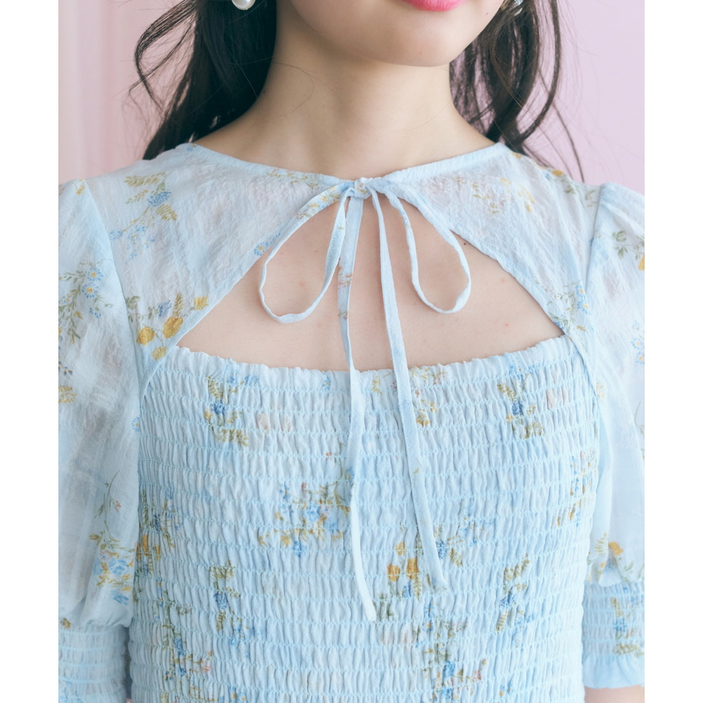 ボレロ風フラワープリントワンピース 大きいサイズ marun12