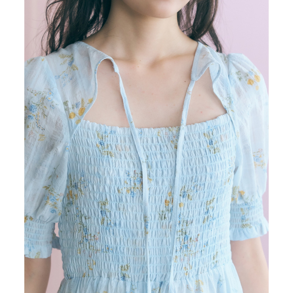 ボレロ風フラワープリントワンピース 大きいサイズ marun13