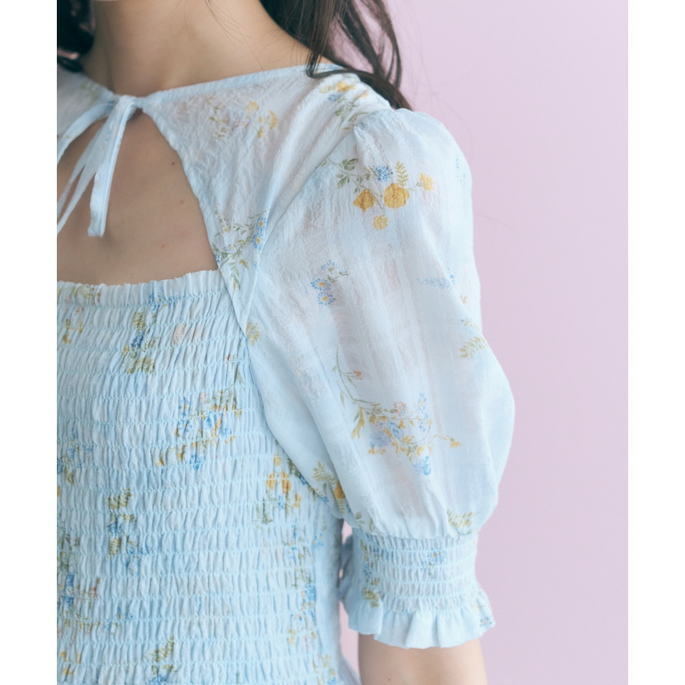 ボレロ風フラワープリントワンピース 大きいサイズ marun14