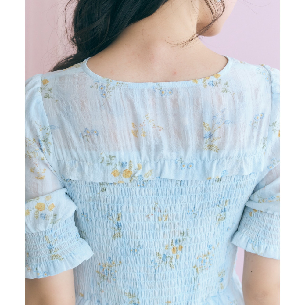 ボレロ風フラワープリントワンピース 大きいサイズ marun15