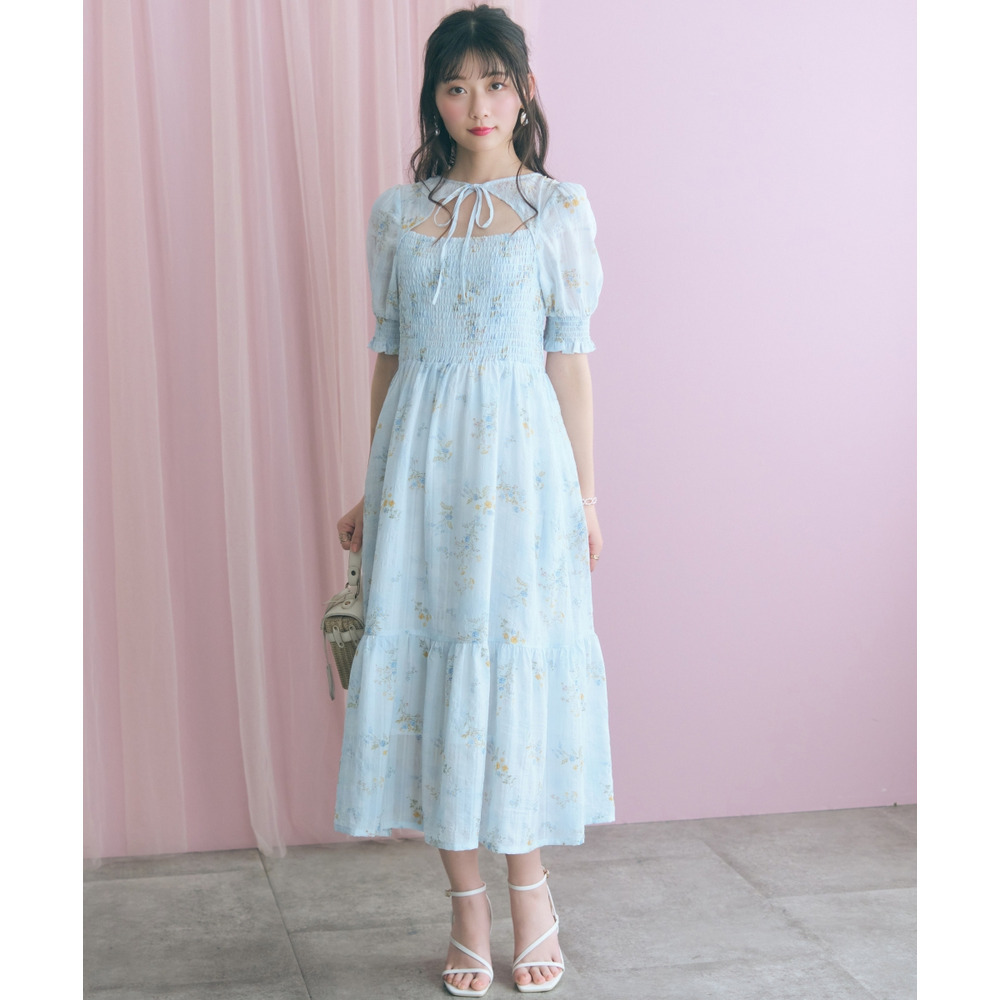 ボレロ風フラワープリントワンピース 大きいサイズ marun2