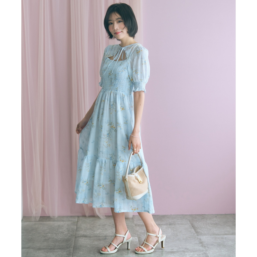 ボレロ風フラワープリントワンピース 大きいサイズ marun21