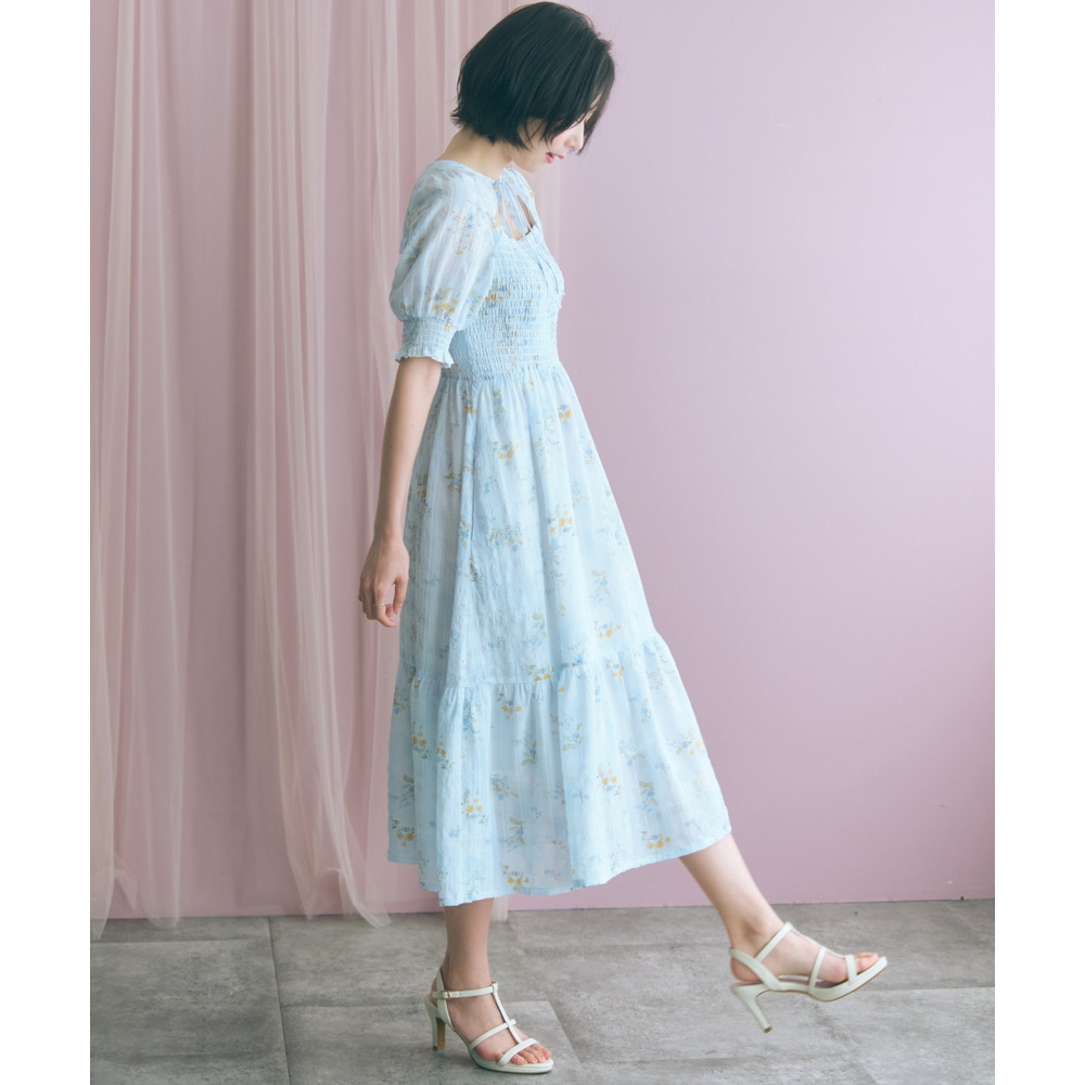 ボレロ風フラワープリントワンピース 大きいサイズ marun22