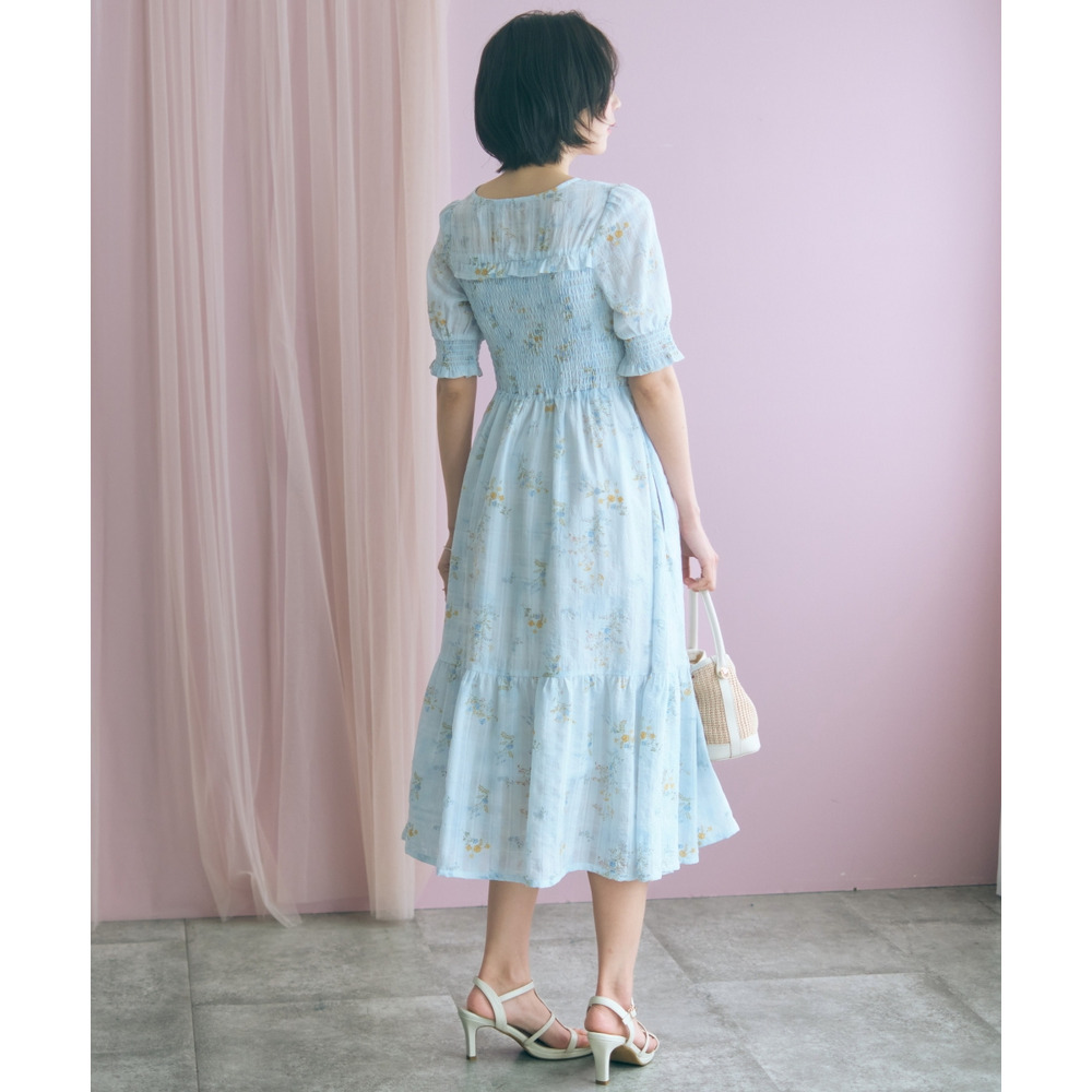 ボレロ風フラワープリントワンピース 大きいサイズ marun23