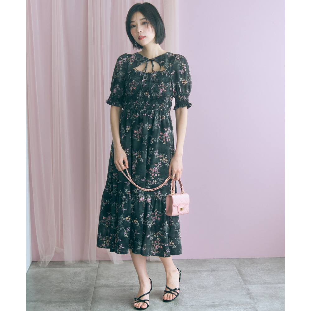 ボレロ風フラワープリントワンピース 大きいサイズ marun27