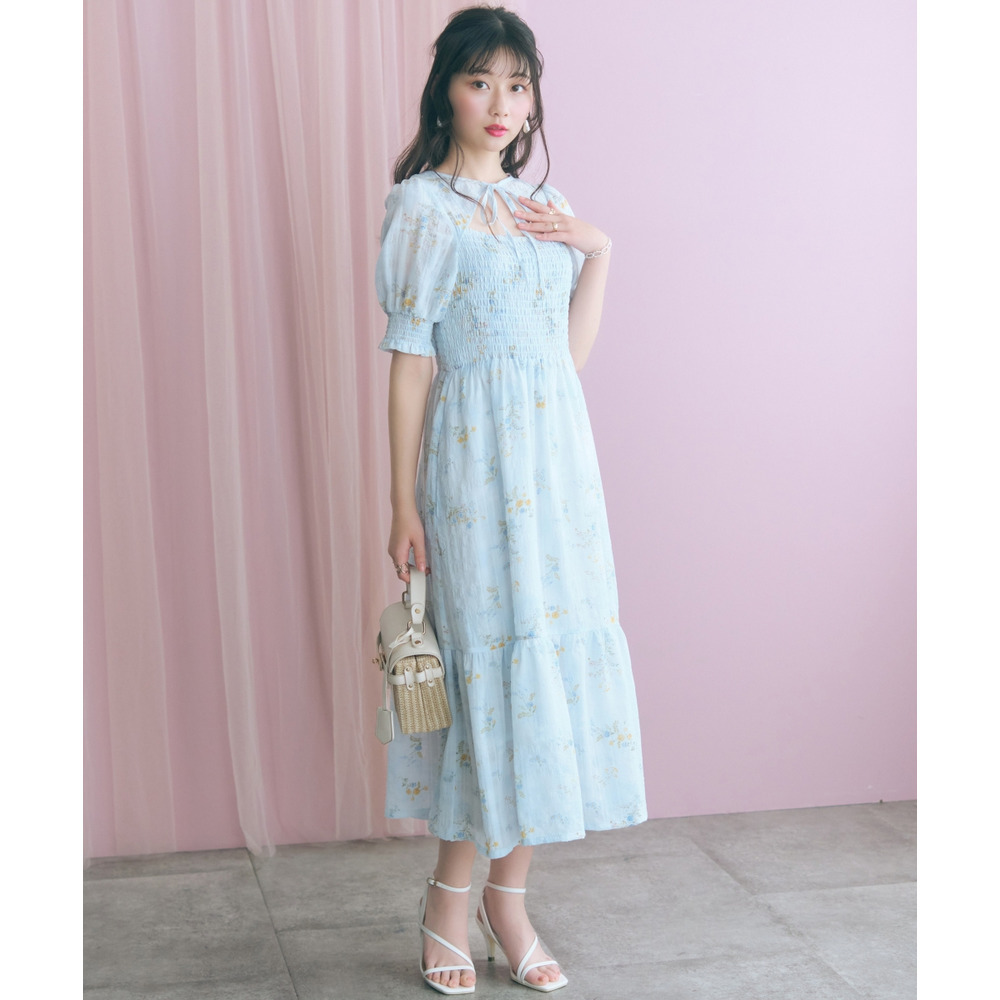 ボレロ風フラワープリントワンピース 大きいサイズ marun3