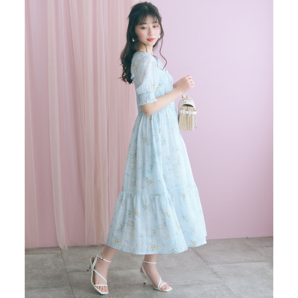 ボレロ風フラワープリントワンピース 大きいサイズ marun4