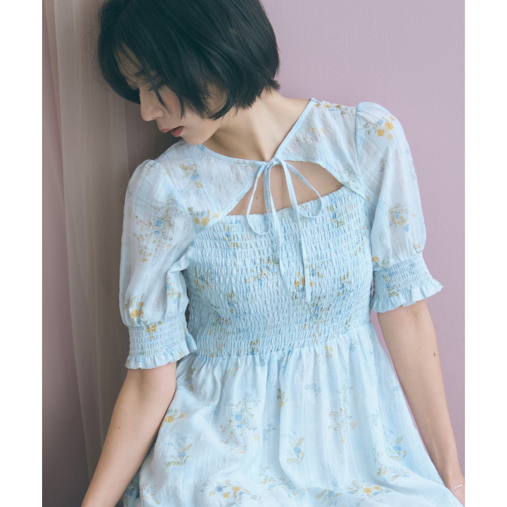 ボレロ風フラワープリントワンピース 大きいサイズ marun6